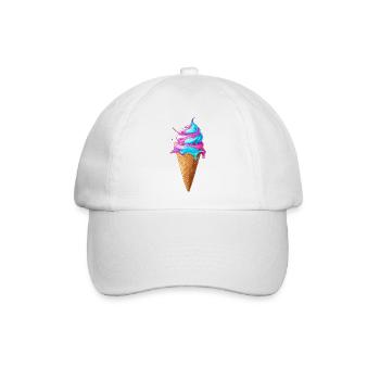 Lecker Eiscreme | Synthwave Eistüte - Baseballkappe - Weiß/Weiß - Vorne