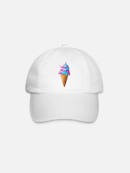 Lecker Eiscreme | Synthwave Eistüte - Baseballkappe - Weiß/Weiß