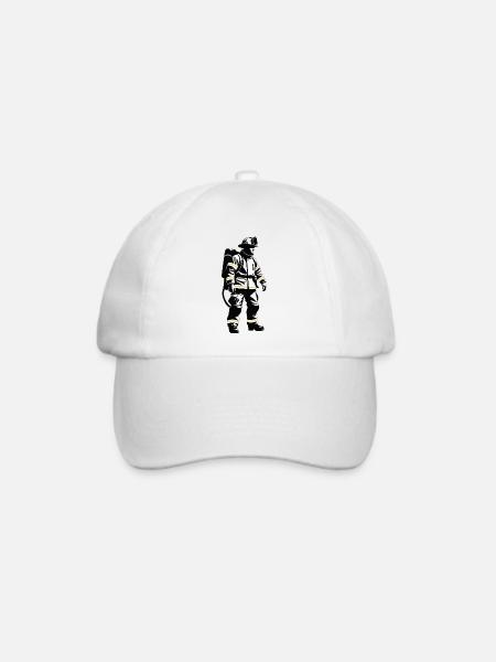 Feuerwehrmann - Beruf Design Sticker - Baseballkappe - Weiß/Weiß