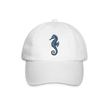 Elegante Marine Seepferdchen Illustration - Baseballkappe - Weiß/Weiß - Vorne