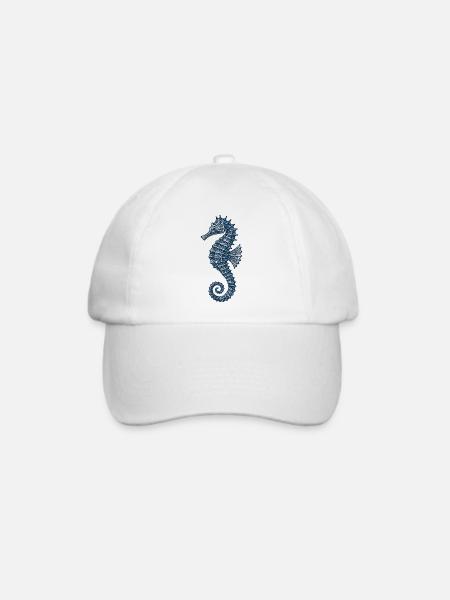 Elegante Marine Seepferdchen Illustration - Baseballkappe - Weiß/Weiß