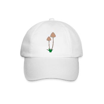 Minimalistische Pilzbotanische Illustration - Baseballkappe - Weiß/Weiß - Vorne
