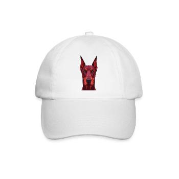 Geometrischer Hundeportrait Rot - Baseballkappe - Weiß/Weiß - Vorne
