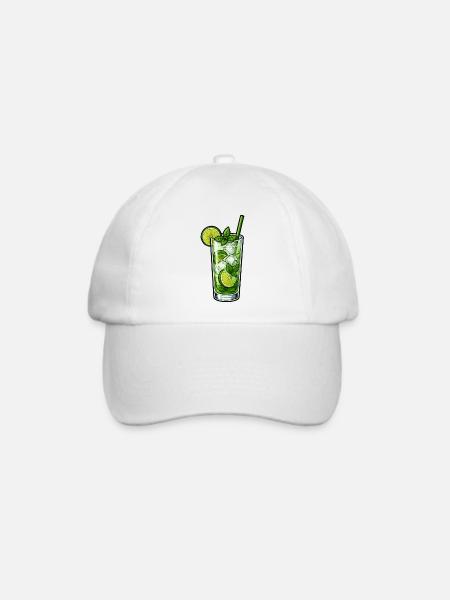 Minze Limette Mojito Illustration - Baseballkappe - Weiß/Weiß