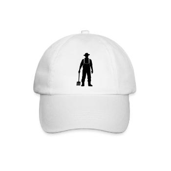 Bauer mit Mistgabel Silhouette - Baseballkappe - Weiß/Weiß - Vorne