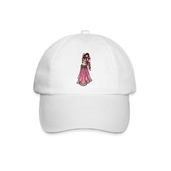 Rosa Bauchtanz-Diva im Schleier - Baseballkappe - Weiß/Weiß - Vorne
