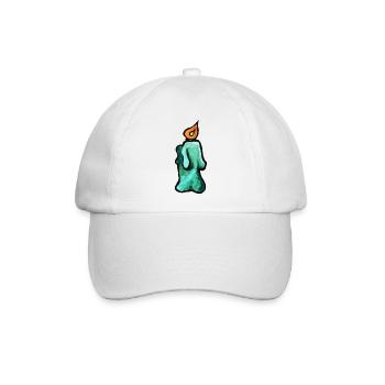 Türkis-Kerzen-Aquarell-Leuchten - Baseballkappe - Weiß/Weiß - Vorne