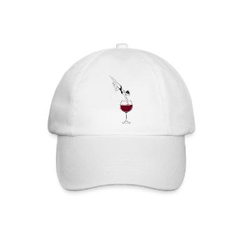 Wein Akrobatik Weinglas Minimalistisches Design - Baseballkappe - Weiß/Weiß - Vorne