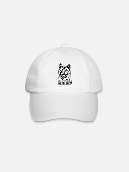American Akita life is better Hund Spruch Wilsigns - Baseballkappe - Weiß/Weiß