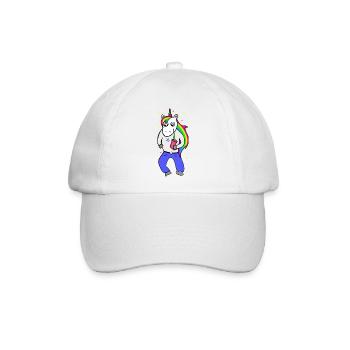 Einhorn Disco mit Getränk - Baseballkappe - Weiß/Weiß - Vorne