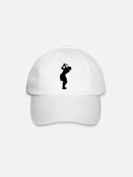 Golferin beim Abschlag - Baseballkappe - Weiß/Weiß