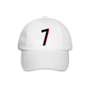 Zahl 7 Ziffer Trikotnummer Tiktok Style dunkel - Baseballkappe - Weiß/Weiß - Vorne