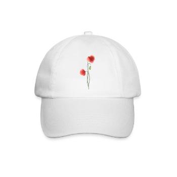 Blume: roter Mohn - Baseballkappe - Weiß/Weiß - Vorne