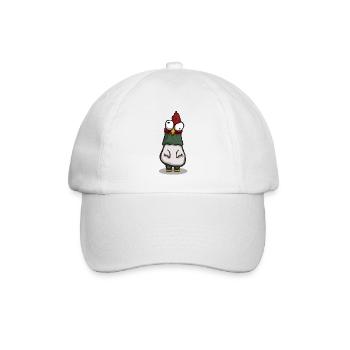 Verrücktes Huhn mit großen Augen - Baseballkappe - Weiß/Weiß - Vorne