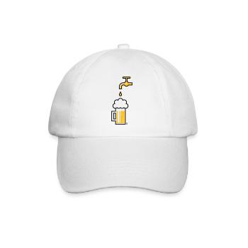 Bierkrug Zapfhahn (Bier Maßkrug Bierseidel / 2C) - Baseballkappe - Weiß/Weiß - Vorne
