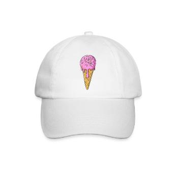 Eis | Rosa Pink Eiscreme mit Streusel | Icecream - Baseballkappe - Weiß/Weiß - Vorne