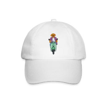 Kürbisfahrer auf Mint Scooter - Baseballkappe - Weiß/Weiß - Vorne