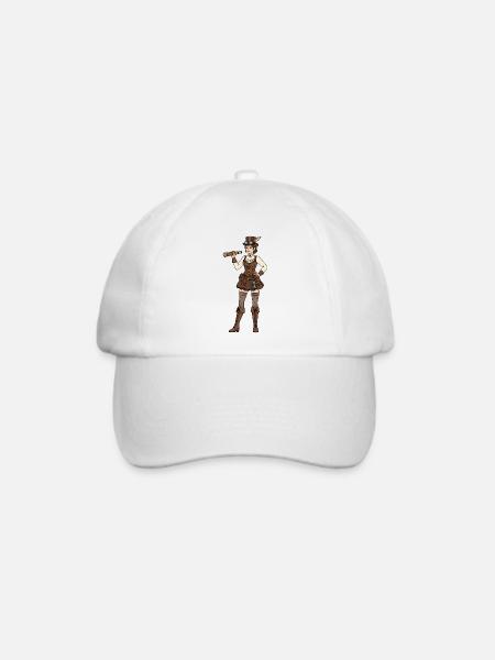 Steampunk Frau - Baseballkappe - Weiß/Weiß
