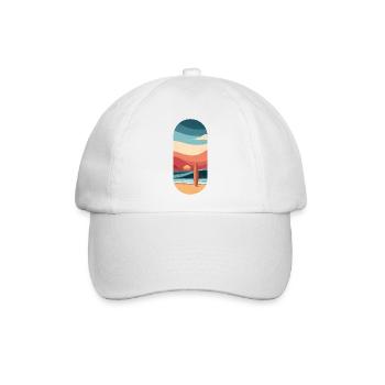 Brandung und Strand, Leidenschaftswellen bei Sonnenuntergang - Baseballkappe - Weiß/Weiß - Vorne