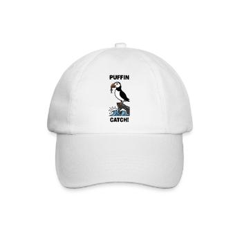 Atlantischer Papageientaucher, Seefisch, Schwarzsturmtaucher, Sturmtaucher - Baseballkappe - Weiß/Weiß - Vorne