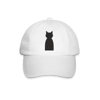 Katzen Silhouette – Minimalistisches Katzen Design - Baseballkappe - Weiß/Weiß - Vorne