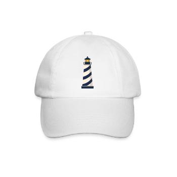 Leuchtturmlinien-Symbol Küstenleuchtfeuer Vektorsymbol - Baseballkappe - Weiß/Weiß - Vorne