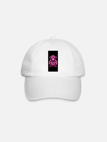 Rosa Graffiti-Affe mit Brille - Baseballkappe - Weiß/Weiß