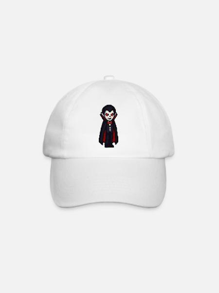 Vampirischer Cartoon Look mit Cape - Baseballkappe - Weiß/Weiß