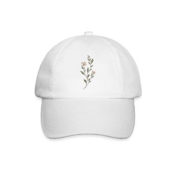 Zarte Wiesenblumen in Salbeigrün und Rosé - Baseballkappe - Weiß/Weiß - Vorne