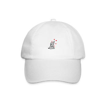 Elefant Herz Liebe - Baseballkappe - Weiß/Weiß - Vorne