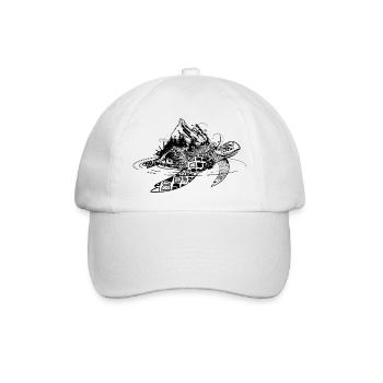 fantasievolle Wasserschildkröte mit Berge - Baseballkappe - Weiß/Weiß - Vorne