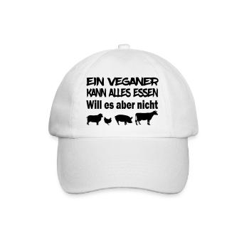 Ein Veganer kann alles essen! - Baseballkappe - Weiß/Weiß - Vorne