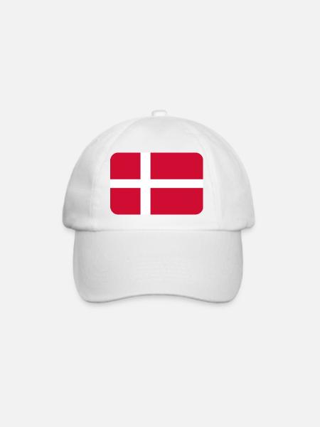 DENMARK FLAG round corner 400 dpi - Baseballkappe - Weiß/Weiß