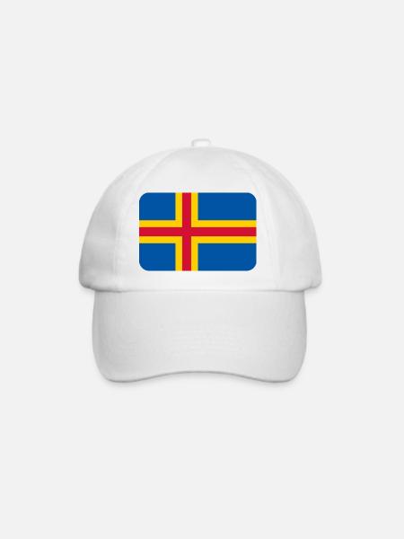 ALAND FLAG round corner 400 dpi - Baseballkappe - Weiß/Weiß