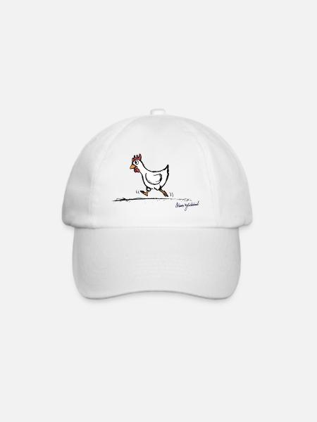 Huhn Berta - Baseballkappe - Weiß/Weiß
