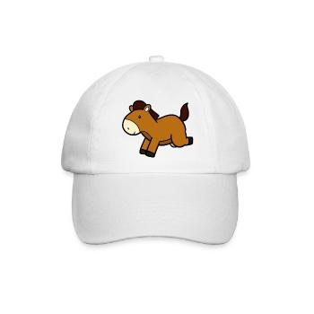 Springendes Pferd - Baseballkappe - Weiß/Weiß - Vorne