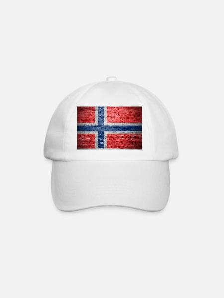 Norwegen Ziegelsteinmauer Flagge Graffiti Poster - Baseballkappe - Weiß/Weiß