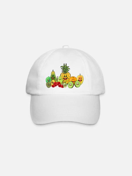 Obst Früchte Frucht Vegan Veganer Speise Sommer - Baseballkappe - Weiß/Weiß