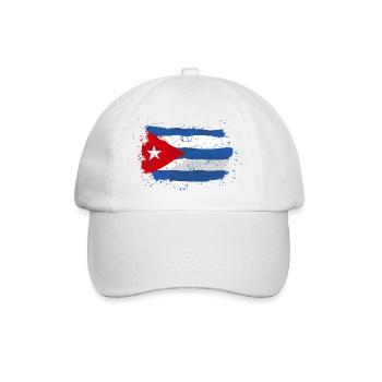 Cuba Flag - Vintage Look - Baseballkappe - Weiß/Weiß - Vorne