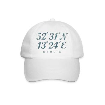 Berliner Koordinaten Berlin (Vintage/Blau) - Baseballkappe - Weiß/Weiß - Vorne