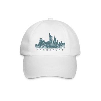 Frankfurter Skyline (Vintage/Blau) Frankfurt - Baseballkappe - Weiß/Weiß - Vorne