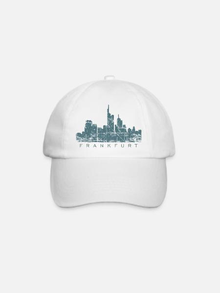 Frankfurter Skyline (Vintage/Blau) Frankfurt - Baseballkappe - Weiß/Weiß
