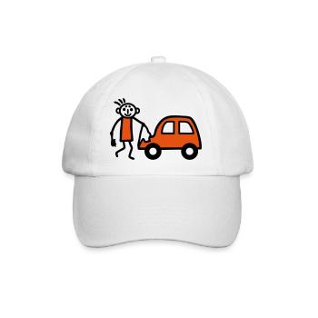 Strichmännchen Autowäsche - V2 - Baseballkappe - Weiß/Weiß - Vorne