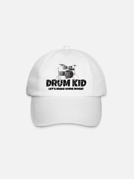 Drum Kid Kinder Schlagzeug Drums (Noise) - Baseballkappe - Weiß/Weiß