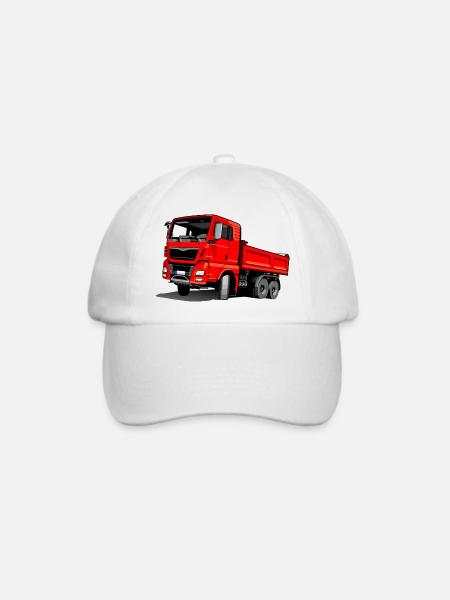 LKW rot - Baseballkappe - Weiß/Weiß