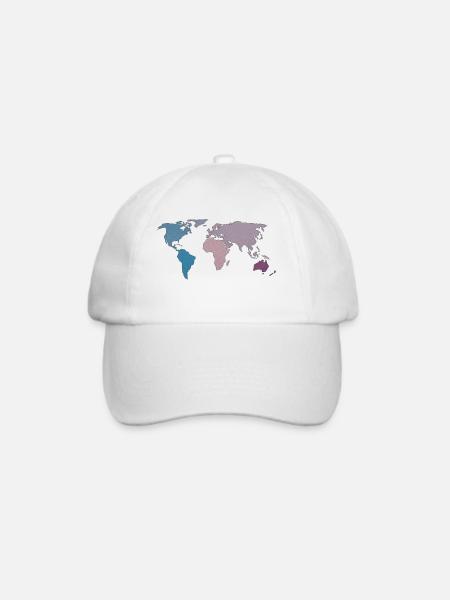 Weltkarte Reisen - Baseballkappe - Weiß/Weiß