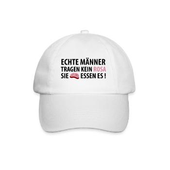 Echte Männer tragen kein Rosa, sie essen es! - Baseballkappe - Weiß/Weiß - Vorne