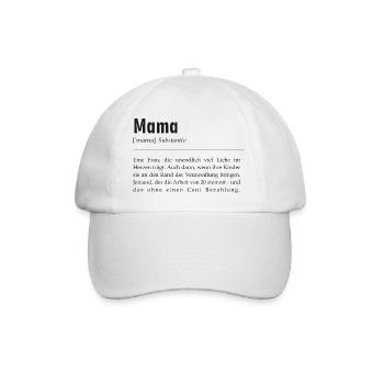 Spruchdesign - Mama - Baseballkappe - Weiß/Weiß - Vorne
