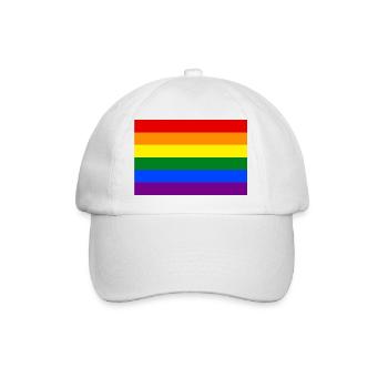 Die Regenbogenfahne oder Homosexuell - LGBT Stolzflagge - Baseballkappe - Weiß/Weiß - Vorne