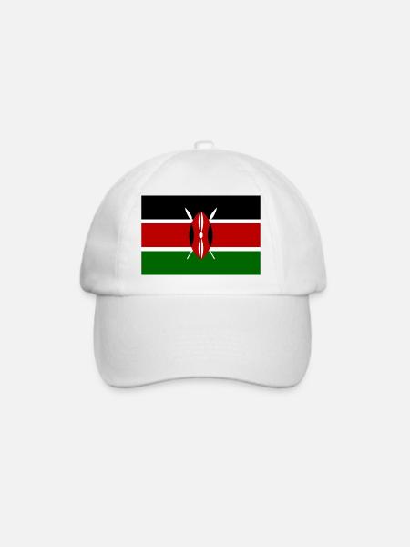 Kenya-Flagge - Baseballkappe - Weiß/Weiß